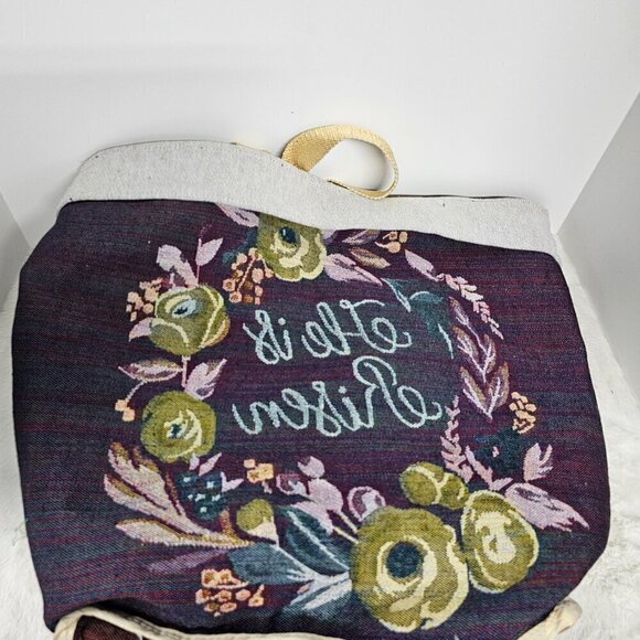 NWT Mabelle  Gray Floral Scripture Tapestry Tote Oversized - Picture 7 of 10